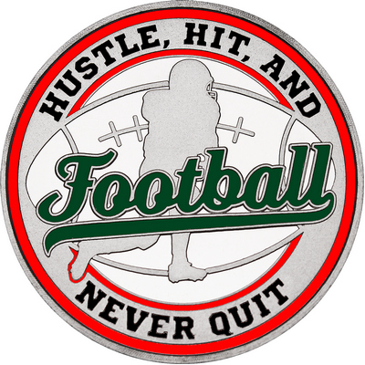 Dark Green "Football" with Red Outer Circular Borders